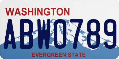 WA license plate ABW0789