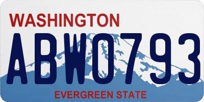 WA license plate ABW0793
