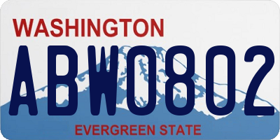 WA license plate ABW0802