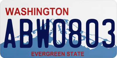 WA license plate ABW0803