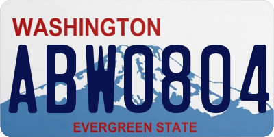 WA license plate ABW0804