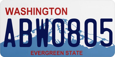 WA license plate ABW0805