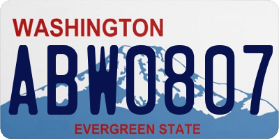 WA license plate ABW0807