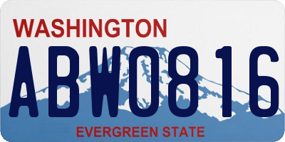 WA license plate ABW0816