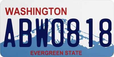 WA license plate ABW0818