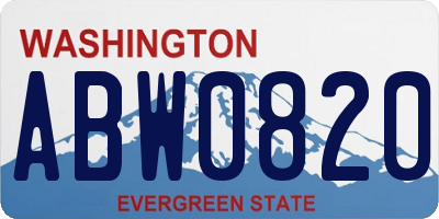 WA license plate ABW0820