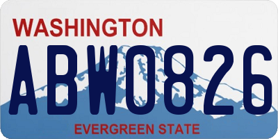 WA license plate ABW0826