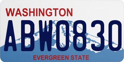 WA license plate ABW0830