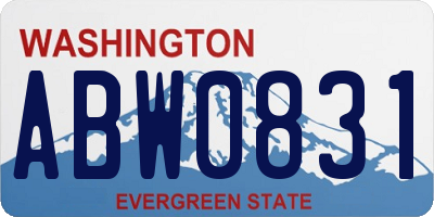 WA license plate ABW0831
