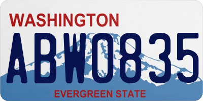 WA license plate ABW0835