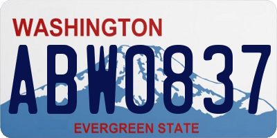 WA license plate ABW0837