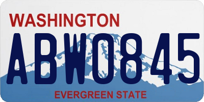 WA license plate ABW0845