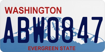 WA license plate ABW0847