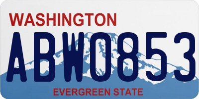 WA license plate ABW0853