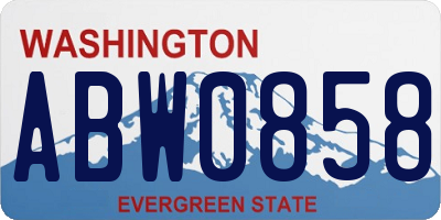 WA license plate ABW0858