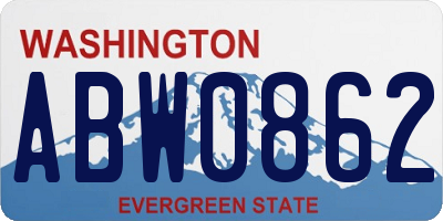 WA license plate ABW0862