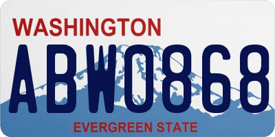 WA license plate ABW0868
