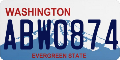 WA license plate ABW0874