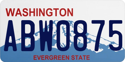 WA license plate ABW0875