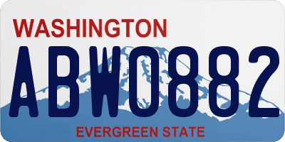 WA license plate ABW0882