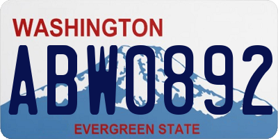 WA license plate ABW0892