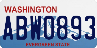 WA license plate ABW0893