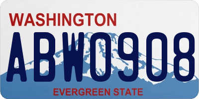 WA license plate ABW0908