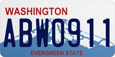 WA license plate ABW0911