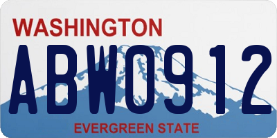 WA license plate ABW0912