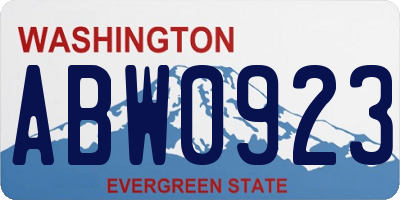 WA license plate ABW0923
