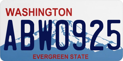 WA license plate ABW0925