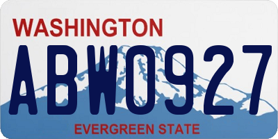 WA license plate ABW0927