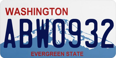WA license plate ABW0932