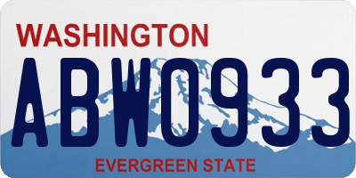 WA license plate ABW0933