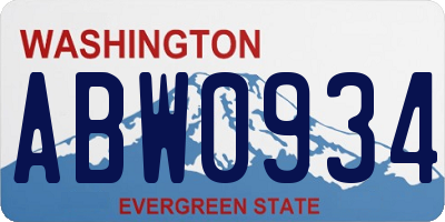 WA license plate ABW0934