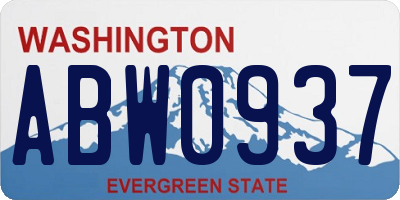WA license plate ABW0937