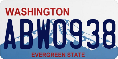 WA license plate ABW0938