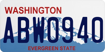 WA license plate ABW0940