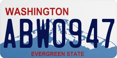 WA license plate ABW0947