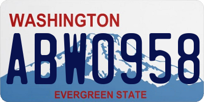 WA license plate ABW0958