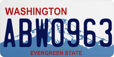 WA license plate ABW0963