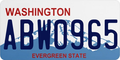 WA license plate ABW0965