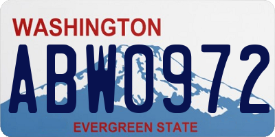 WA license plate ABW0972