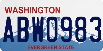 WA license plate ABW0983