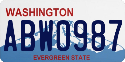 WA license plate ABW0987
