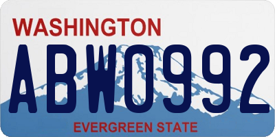 WA license plate ABW0992