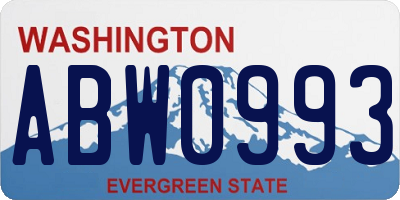 WA license plate ABW0993