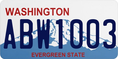 WA license plate ABW1003