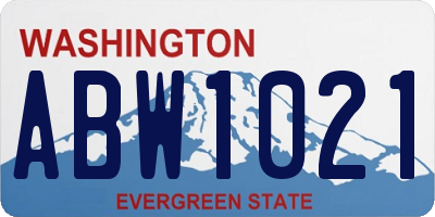 WA license plate ABW1021