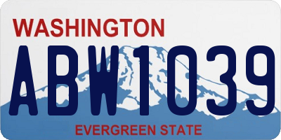 WA license plate ABW1039